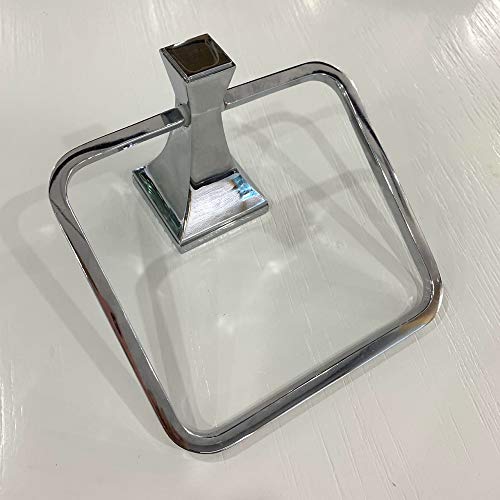 Image of RONTENO Towel Ring for Bathroom Wall | Stainless Steel Rectangular Shaped Wall-Mounted Napkin Holder | Toilet Paper Holder Include with Screw | Hardware Hanger Accessories(1Pc, Silver)