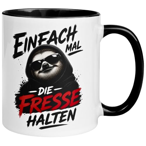 Faultier Tasse | Einfach mal die Fresse halten | Lustige Kaffeetasse mit Spruch | Witziges Büro Geschenk für Morgenmuffel und Kollegen Faultier Tasse | Einfach mal die Fresse halten | Lustige Kaffeetasse mit Spruch | Witziges Büro Geschenk für Morgenmuffel und Kollegen