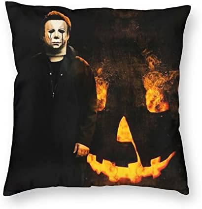 Halloween Decorations Michael-Myers Pillow Case Horror Movie Throw Pillow Covers Home Decor Cushion Case for Sofa Couch 18 x 18 Inches