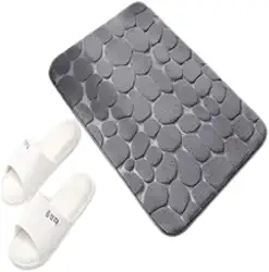 Tapete de Porta Para Banheiro Estampa Pedra 60 cm Fino (CINZA, 1 UNIDADE)