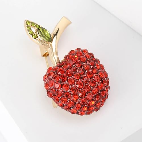 Image of Enamel Fruit Brooch for Women Rhinestones Fruit Lapel Pin Elegant Fruit Brooches Jewelry Gift, Perfect for Dresses Hat Bag