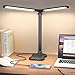 Aisutha Schreibtischlampe led,Double Arm Schreibtischlampe mit 5 Farben&10 Helligkeitsstufen,Schreibtisch Lampe mit 45min Timer-Off,Touch-Steuerung Led Tischlampe für Studium (Schwarz)