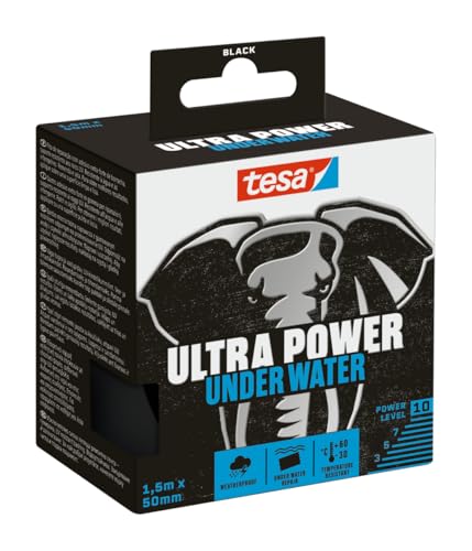 tesa® Ultra Power Under Water Super Duct Tape - Extra Strong Repair Tape for Repairs on Wet and Dry Surfaces - Highly Weather Resistant and Hand-tearable - 1.5 m x 50 mm