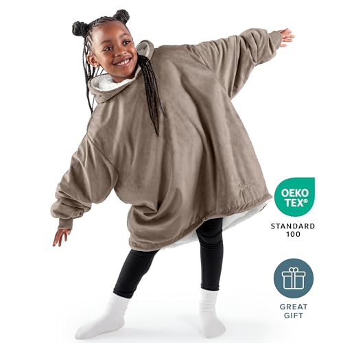 Image of Bare Home Wearable Blanket Hoodie - Soft Plush Sherpa - Warm and Cozy - Oversized Wearable Blanket