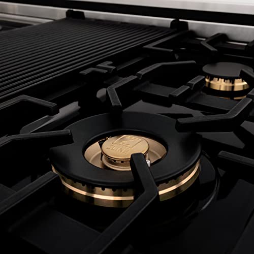 Zline Kitchen And Bath RTZ-48-CB Zline Autograph Edition 48 Inch Porcelain Rangetop With 7 Gas Burners In Stainless Steel And Champagne Bronze Accents thumb #3