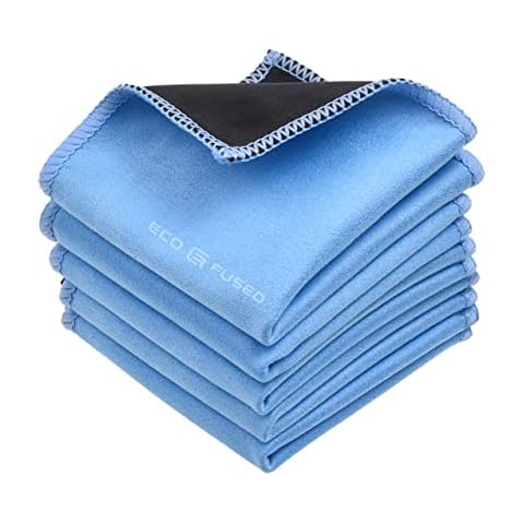 ECO-FUSED Microfiber Cleaning Cloths (5 Pack, 6x6: Double Sided Black/Blue) Cover