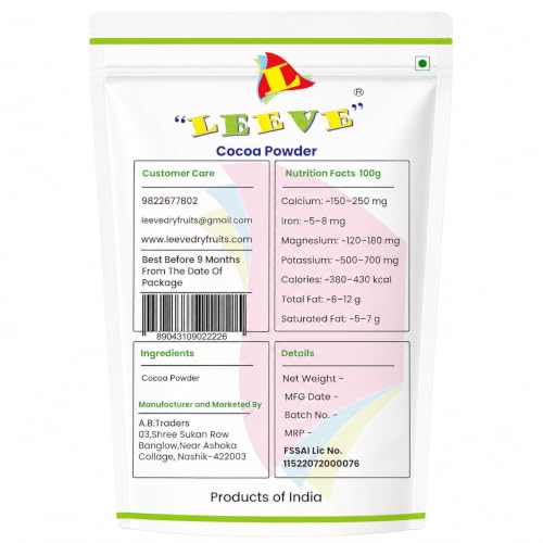 Image of Leeve Cocoa Powder 200g | Unsweetened Cocoa for Baking, Cakes, Brownies, Cookies, Hot Chocolate, Milkshakes, Desserts & Chocolate Recipes