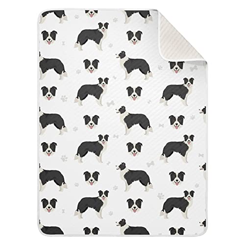 Image of Swaddle Blanket Border Collie Black Cotton Blanket for Infants, Receiving Blanket, Lightweight Soft Swaddling Blanket for Crib, Stroller, Nursery Blankets, 30X40 in