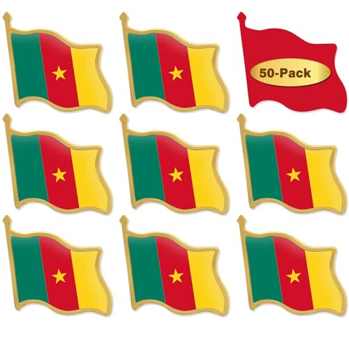 Image of 12 /24 /50 /100Pcs Official Cameroon Flag Pins Bulk - Metal Cameroonian National Lapel Pin