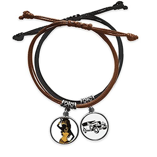 Bracelet noir africain en cuir pour un style urbain décontracté
