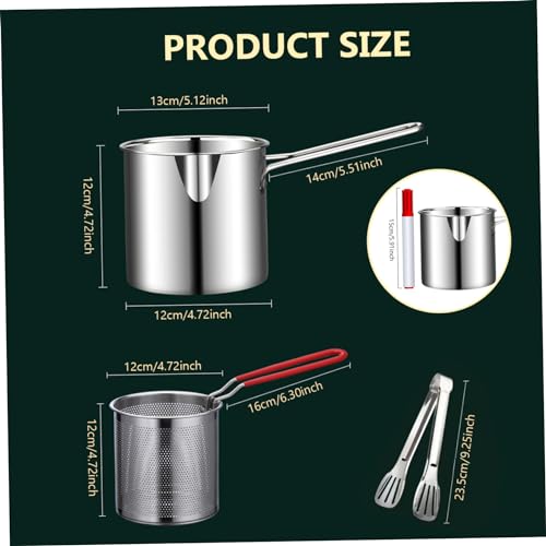 XJKLBYQ Mini Fryer, Edelstahl-Fritteuchsen-Topf mit Anti-Scenen-Griff, Fritteuchsenpfanne mit Korb, Mini-Fritteuse für Tempura-Chips, Pommes, Fisch und Hühnchen, Mini-Friteuse – Bild 6
