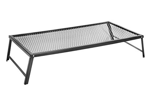 Bruntmor Large Portable Campfire Grill Stand with Folding Legs, 35 in x 18 in, for Use Over Open Fire