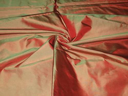 Tissu taffetas de soie bicolore orange vert pour robe de mariée et cocktail