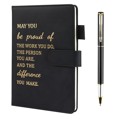 Hopton Cuaderno inspirador personalizado, juego de cuaderno y bolígrafo de piel sintética, regalos de agradecimiento para empleados, regalos de nuevo trabajo para mujeres y hombres, empleados,