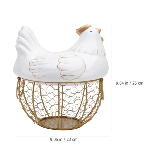 Cesta de almacenamiento de hierro estilo pollo para una cocina organizada 6