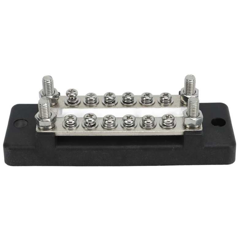 Power Distribution Terminal Block 6 Terminal Battery Bus Bar DC12‑48V AC110‑300V Flame Retardant for Cars for RVs for Boats