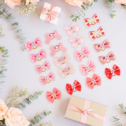 20st Kleine Hunde Haarschleifen mit Gummibändern, Hundeschleifen Mehrere Stile Hundehaarschleifen Süßes Hundehaar Accessoire für Die Fellpflege für den Täglichen Gebrauch von Haustieren Urlaub