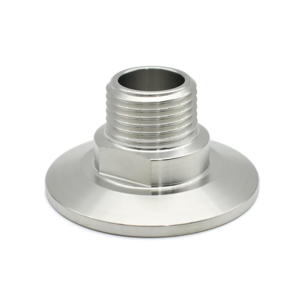 BSPT DN8 DN10 DN15 DN20 DN25 SS304 Stainless Steel clamp 25.4 50.5 64mm Sanitary Thread Collar Pipe Fittings Homemade Adapter(External Thread,DN15 Ferrule 25.4mm)