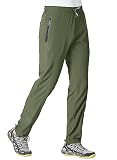 YSENTO Mens Track Pants Quick Dry Lightweight Joggers Athletic Hiking Pants Zipper Pockets Army Gree