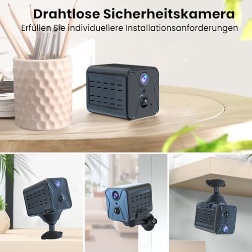 Mini Kamera,4K Kamera überwachung innen,Überwachungskamera innen,Mini Kamera Live Übertragung Handy APP,Lange Standby WiFi Kamera,mit Bewegungsmelder und Nachtsicht für Startseite Büro Sicherheit