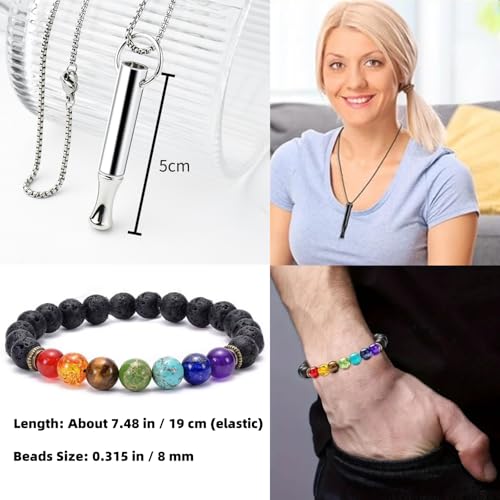 Breathing Necklace for Anxiety Relief Breathlink with Natural Stone Bracelet Quit Smoking Vaping Necklace Stop Smoking Aids Fidget for Smoking Cessation Fum Vaporless Smokeless Inhaler for Adult Men Women2