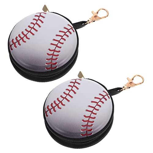 2pcs Cartoon Purse Creative Baseball Design Mini Storage Case for Keys and Earphones for Boys and Girls and Daily Use