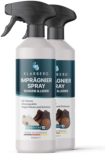 KLARBERG 1 L Imprägnierspray für Schuhe Wasser- und Schmutzabweisend | Für Sneaker, Wander- und Lederschuhe. Wasser- und schmutzabweisender Schutz für Nubuk, Veloursleder, Textilie