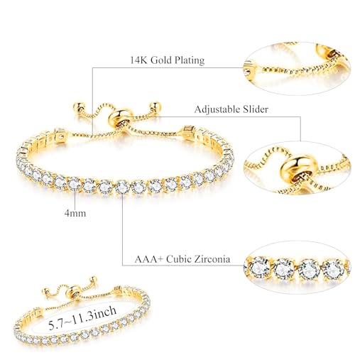 Tennis Women's Bracelet Set ，Fashion Adjustable Chain Bracelet Jewelry Gifts for Thanksgiving Christmas Birthdays and Mother's Day Gifts 3pcs2