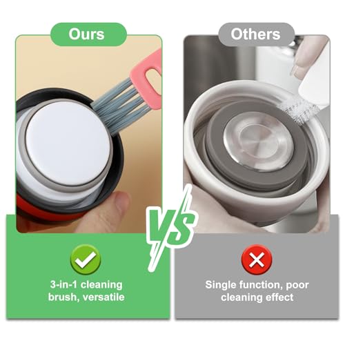 GEEHUA 3 Stück 3 in 1 Tassendeckel Lücken Reinigungsbürsten Set, Multifunktionale Spalt Fugenreinigungsbürste, Tragbarer Becherdeckelreiniger Bürste Reinigungsbürste Flasche