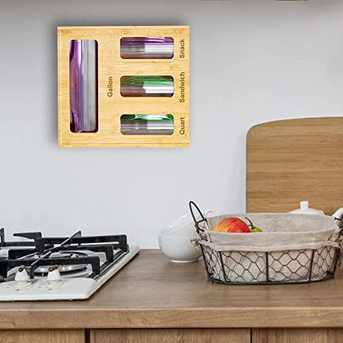 Ziplock Bag Storage Organizer, Slide Top Lids Food Storage Bag Holders, Dispenser For Kitchen Drawer, Baggie & Countertop, Storage Bag Holders For Gallon, Quart, Sandwich, And Snack Bags #TOP1