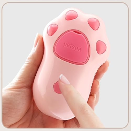 Image of Cat steam brush，Pet steam brush，Cat steam brushes for indoor cats，3 In 1 Cat Steamy Brush,Cat brush with steam，Dog brush，Cat hair steam brush (Beige Avocado) (Beige Avocado) (Pink Cat Paw)