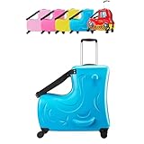 [キッズトラベル] ベビーカーキャリーケース 子供が乗れるキャリーケース 子供が乗れるスーツケース ダイヤルロック式 ダブルキャスターで静音 安心素材 旅行 帰省 ちょっとしたお出かけにも便利 座れるスーツケース (Mサイズ, ソーダブルー)