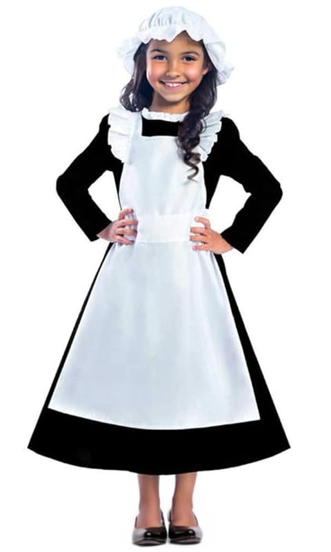 My Illusions Girls Victorian Maid Kids World Book Day Historical Poor Girl Fancy Dress Outfit (Small 5-6 Years)