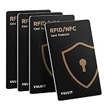 VULKIT RFID Blocking Cards Credit Card Protectors NFC Contactless Protection for Business and Travel Wallet, Black - 2p, 4-Pack, Minimalist
