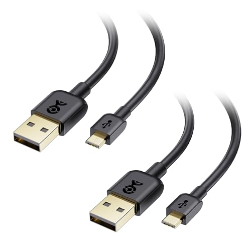 Cable Matters 2-Pack Short Micro USB to USB A Cable - 1ft, 3A/15W MicroUSB Charging Cable with Micro-B 2.0 Connector for Android Phones, Tablet, PS4 Controller, Cameras, and More, Black