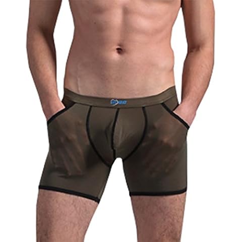 AWEIDS Mens Ice Silk See-Through Underwear Boxer Shorts (M(fits UK S), Army Green) Cover