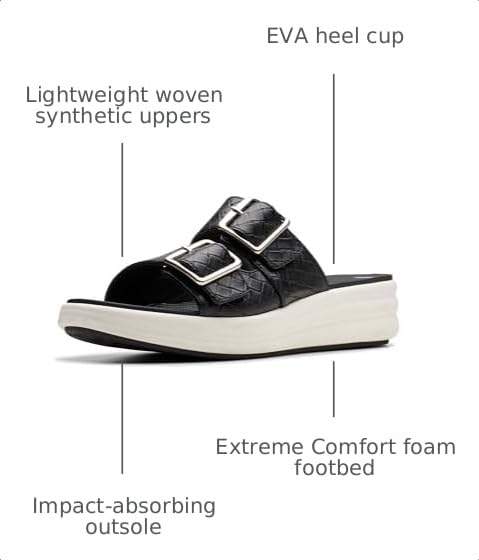 Clarks Womens's Drift Buckle Slide Sandal, Black Woven, 11 Medium US - image 3