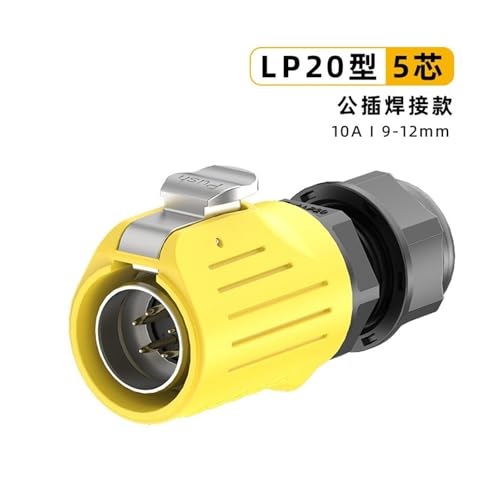 Conector de aviación EW-LP20 impermeable de metal de 5 pines para panel 3
