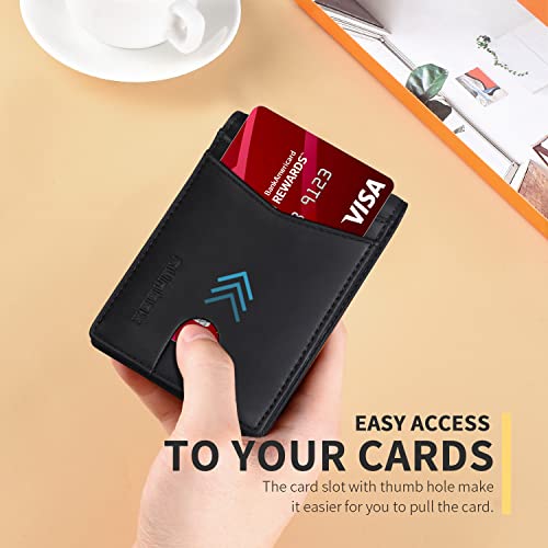 Image of RUNBOX Wallet for Men Slim Leather Bifold RFID Blocking Minimalist Front Pocket Design with Gift Box | Minimalist Front Pocket Design, Holds 8 Cards, RFID Protection, Gifts for Men on Birthdays, Father's Day, and Christmas