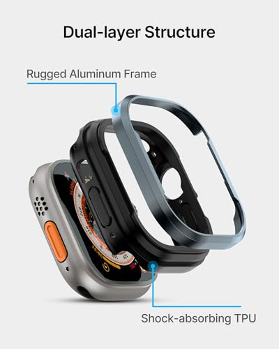 Image of Fullmosa Rugged Armour Hybrid Watch Case Compatible for Apple Watch Series 11 10 9 8 7 Ultra3 2 1, Shockproof Resist Bumper iWatch Cover, Black