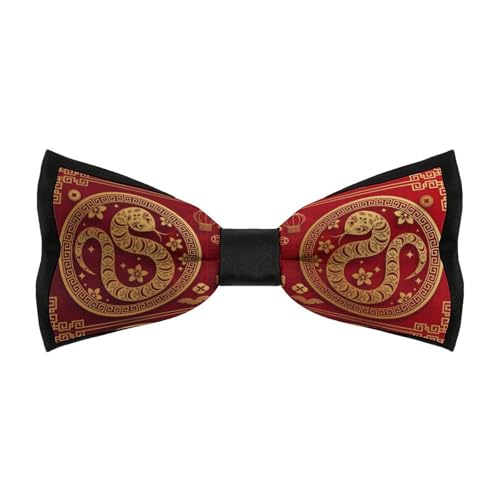 JYYAU Year Of The Snake 2025 Happy Chinese New Year 2025 Bow Tie Adjustable Necktie For Men Business Fashion Pre-tied Tie Neckwear Novelty Accessory For Weddings Party Festival