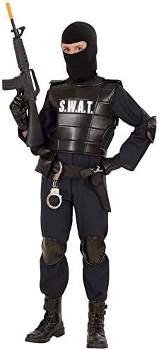 Widmann 55349 Kinderkostum S W A T Kostum Kugelsichere Weste Gurtel Mit Halfter Und Tasche Knieschoner Ellenbogenschoner Maske Geheimagent Karneval Mottoparty Amazon De Spielzeug