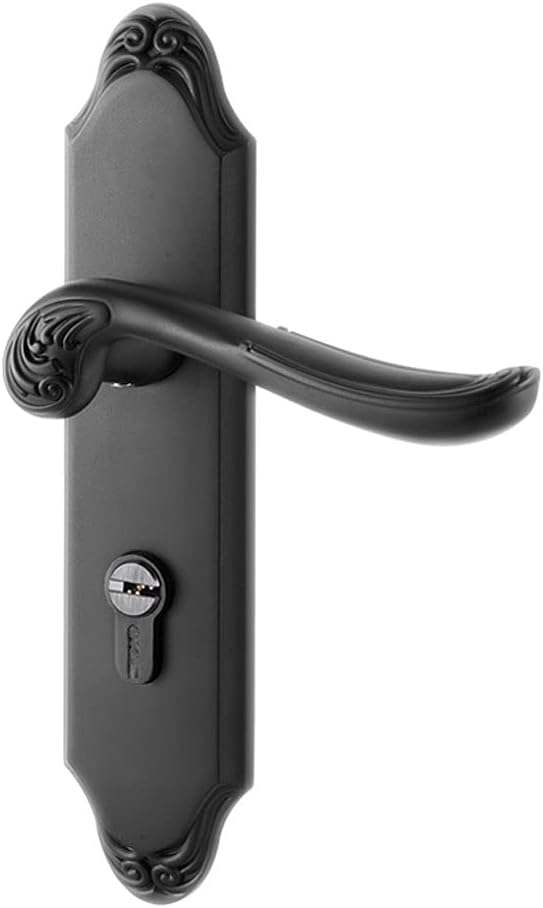 Door Knob Lever Black Silent Door Lock Door Levers Indoor Door Handle with Key/Without Key for Bedroom Study Bathroom Door Lock with Handle (Color : Black with Key)