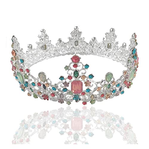 Tiara para niñas y coronas de rey o reina con cristales coloridos