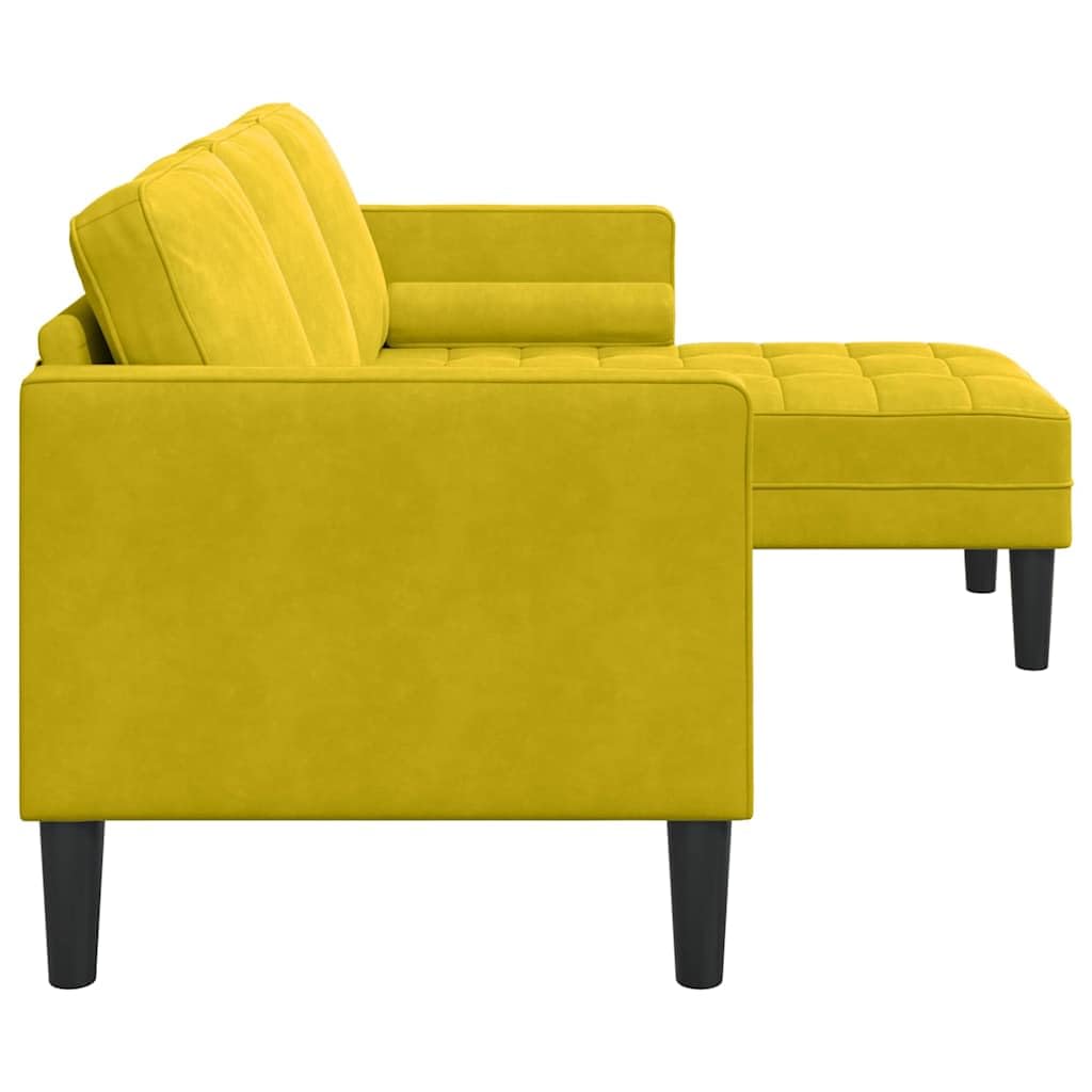 Zestaw sof żółtych z poduszkami z poliestru, nowoczesna sofa narożna 173 x 131 x 67 cm, 3-osobowy zestaw tapicerowany z aksamitnymi podłokietnikami, modułowy i trwały, do salonu, biura i