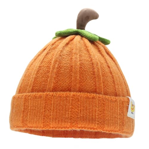 YGbridge Baby Knitted Pumpkin Beanie Hat Soft Baby Pumpkin Costume Hat for Toddlers Autumn Halloween Thanksgiving Photo Props (Orange)