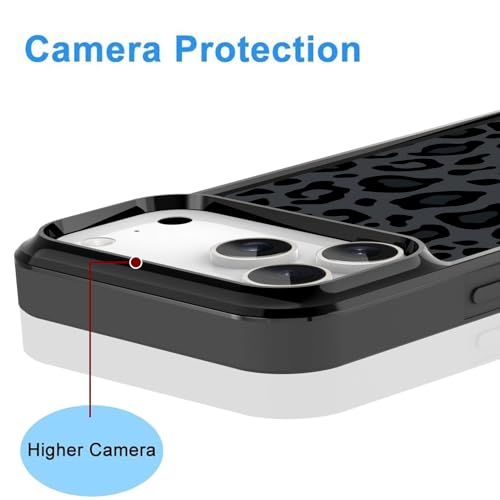 Image of KANGHAR Case Compatible with iPhone 17 Pro,Black Leopard Design | Tire Texture Non-Slip +Shockproof Rugged TPU Protective Case for iPhone 17 Pro 6.3 Inch