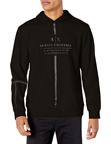 Armani Exchange Felpa con Cappuccio, Nero, XS Uomo...
