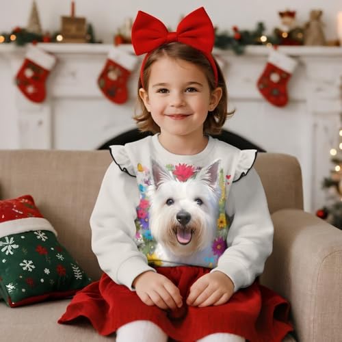 Uourmeti Girls' Ruffle Shoulder Tops Toddler Long Sleeve Tee Shirts Pullover Tops3