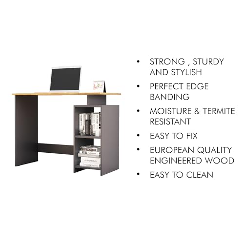 Image of Bniture Wooden Study Table for Home | Engineered Wood Laptop Study Table with Book Shelf | Multi Purpose Office Desk for Laptop & Computer| Workstation for Home & Office | Slate Grey & Giant Wood